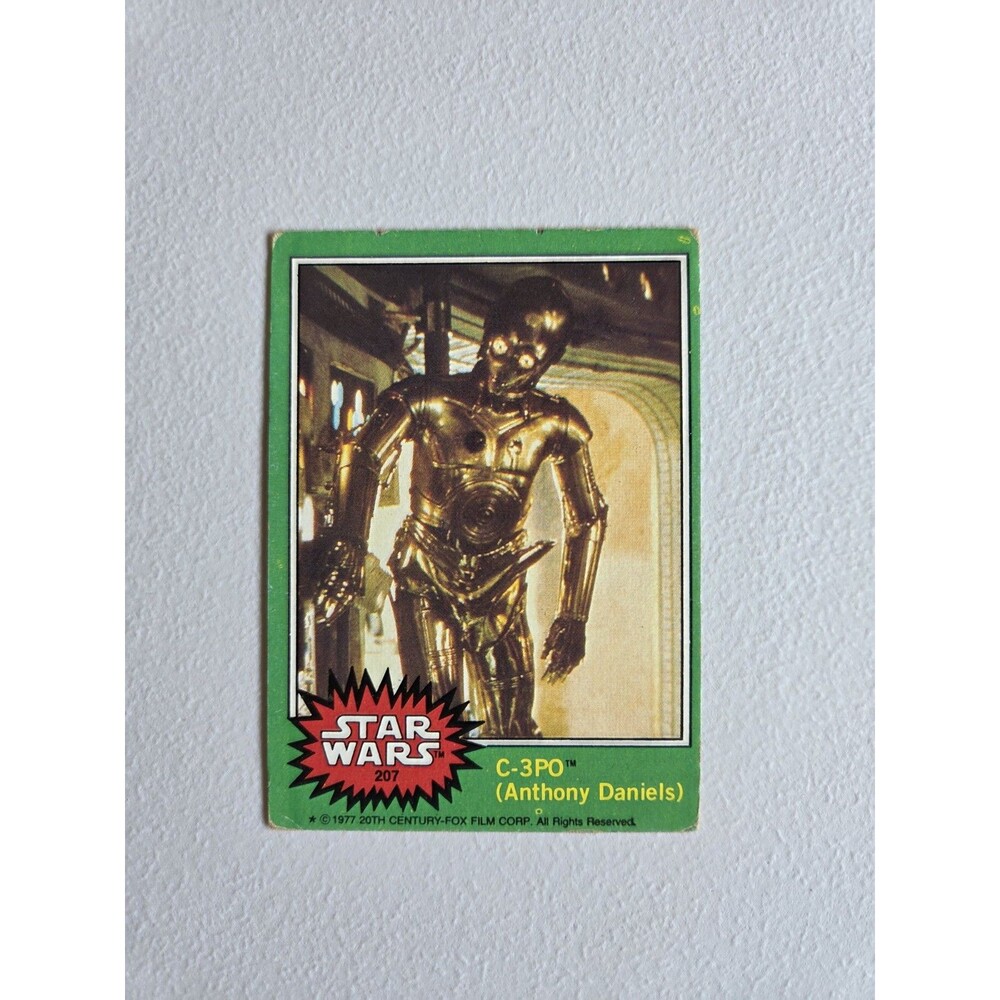 1977 Topps Star Wars Golden Rod C-3PO Error Card #207 Series 4 Plus Bonus Card